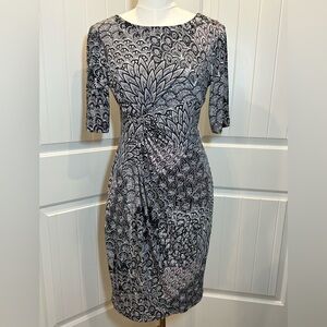 Connected Apparel Printed Faux Wrap Dress